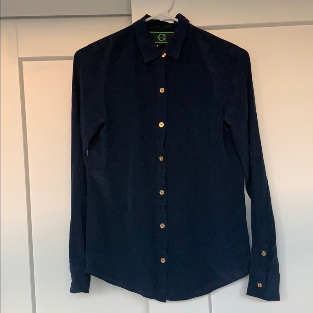 C.Wonder Women's Navy Blue Silk Shirt